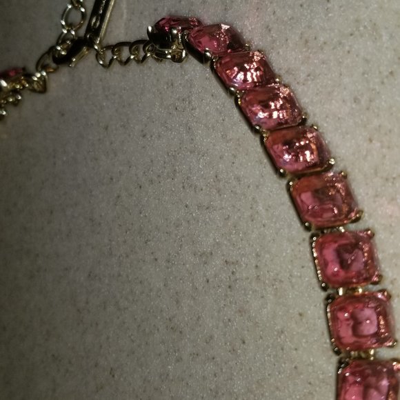RARE STATEMENT OSCAR DE LA RENTA PINK BAGUETTE CRYSTAL EVENING NECKLACE STRAND - Picture 4 of 13
